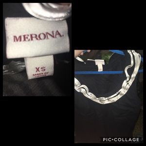 Merona XS black white ruffle tank top